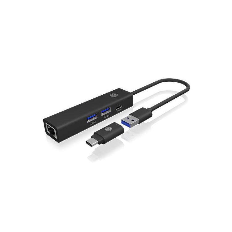 Hub IB-HUB1439-LAN 4w1 HUB, 1x USB-C, 2xUSB-A, 1x LAN