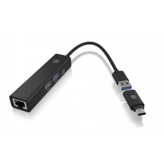 Hub IB-HUB1439-LAN 4w1 HUB, 1x USB-C, 2xUSB-A, 1x LAN