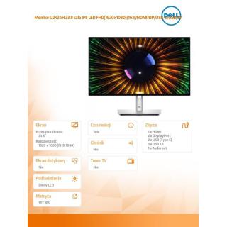 Monitor U2424H 23.8 cala IPS LED FHD(1920x1080)/16:9/HDMI/DP/USB-C/USB/3Y