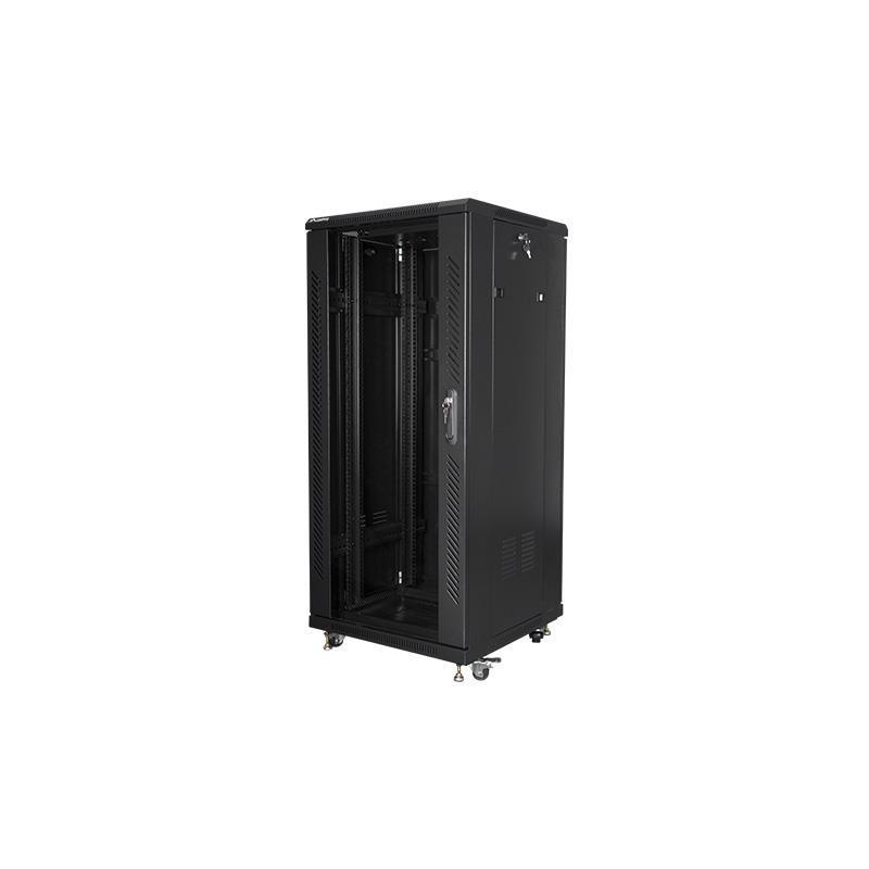 Szafa instalacyjna Rack stojąca 19" 27U 600x600 czarna Lanberg (flat pack)