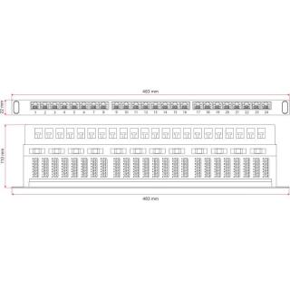 Patch panel A-LAN PK028 (0.5U 19" kat. 6 STP 24xRJ-45)