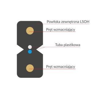 ALANTEC KABEL ŚWIATŁOWODOWY FTTH, 2J, SM 9/125, LSOH, WZMOCNIENIE DWOMA PRĘTAMI STALOWYMI, BIAŁY 1000M