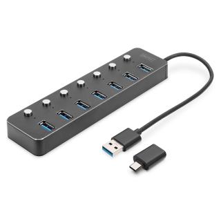 DIGITUS HUB USB 3.0/KONCENTRATOR 7-PORTOWY USB A +...