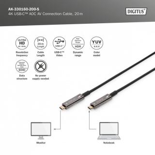 Kabel połączeniowy hybrydowy AOC USB 3.1 Typ C/USB Typ C 4K 60Hz 20m