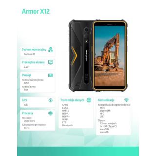 Smartfon Armor X12 5,45" 3/32GB IP68/IP69K 4860 mAh pomarańczowy