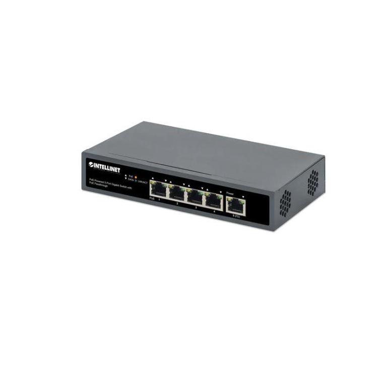 Przełącznik Gigabit 5x PoE Passthrough zasilany PoE lub ACz, 95W