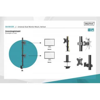 Uchwyt biurkowy pionowy 2xLCD max. 32 cale 8kg, zaciskowy, czarny