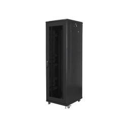 Szafa instalacyjna Rack stojąca 19" 42U 600x800 czarna drzwi perforowane Lanberg (flat pack)