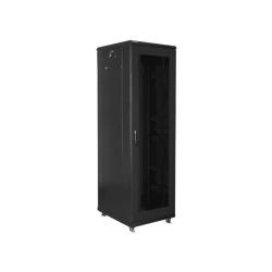 Szafa instalacyjna Rack stojąca 19" 42U 600x800 czarna drzwi perforowane Lanberg (flat pack)