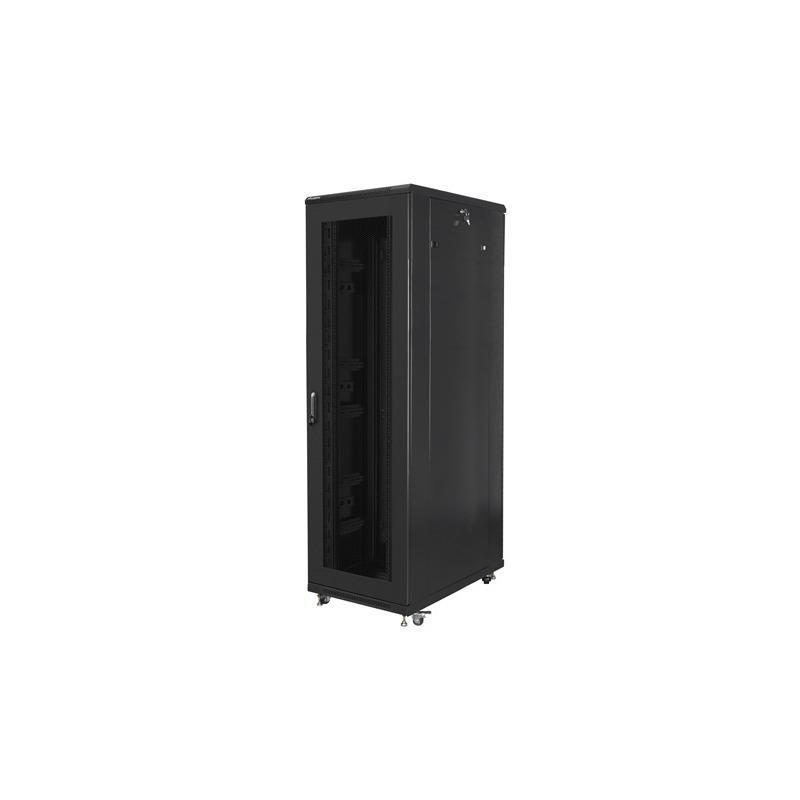 Szafa instalacyjna Rack stojąca 19" 42U 800x1000 czarna drzwi perforowane Lanberg (flat pack)