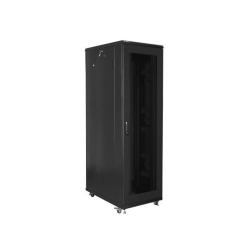 Szafa instalacyjna Rack stojąca 19" 42U 800x1000 czarna drzwi perforowane Lanberg (flat pack)