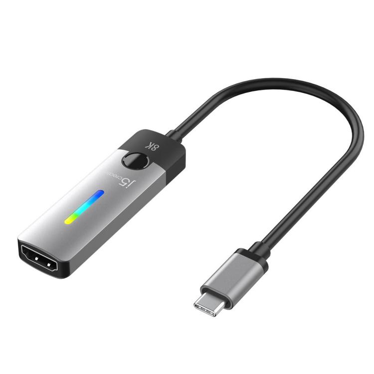 Adapter j5create USB-C to HDMI 2.1 8K Adapter (USB-C m - 8K HDMI f 10cm kolor srebrno czarny) JCA157-N