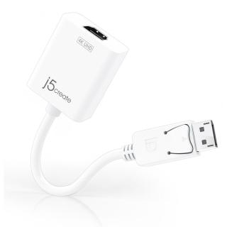 Adapter j5create DisplayPort to 4K HDMI Active Adapter (DisplayPort m - 4K HDMI f 16cm kolor biały) JDA158-N