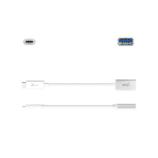 Adapter j5create USB-C 3.1 to Type-A Adapter (USB-C m - USB3.1 f 10cm kolor biały) JUCX05-N