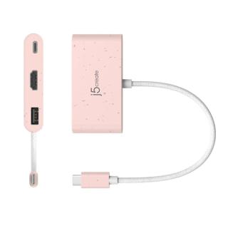 Stacja dokująca j5create Eco-Friendly USB-C to HDMI & USB Type-A with Power Delivery 1xHDMI/1xUSB 3.1/1xUSB-C kolor różowy