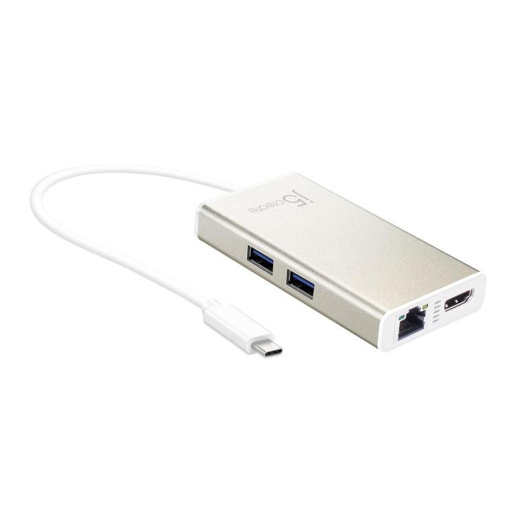 Stacja dokująca j5create USB-C Multi-Adapter - HDMI™/Ethernet/USB 3.1 HUB/PD 2.0 1x4K HDMI/2xUSB 3.0/1xRJ45 Gigabit kolor biały