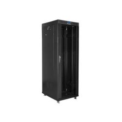 Szafa instalacyjna Rack stojąca 19" 37U 600x800 czarna drzwi szklane LCD Lanberg (flat pack)