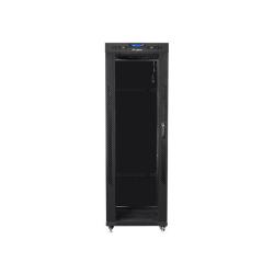 Szafa instalacyjna Rack stojąca 19" 37U 600x800 czarna drzwi szklane LCD Lanberg (flat pack)