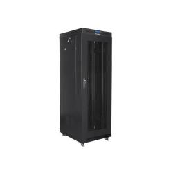 Szafa instalacyjna Rack stojąca 19" 37U 600x800 czarna drzwi perforowane LCD Lanberg (flat pack)