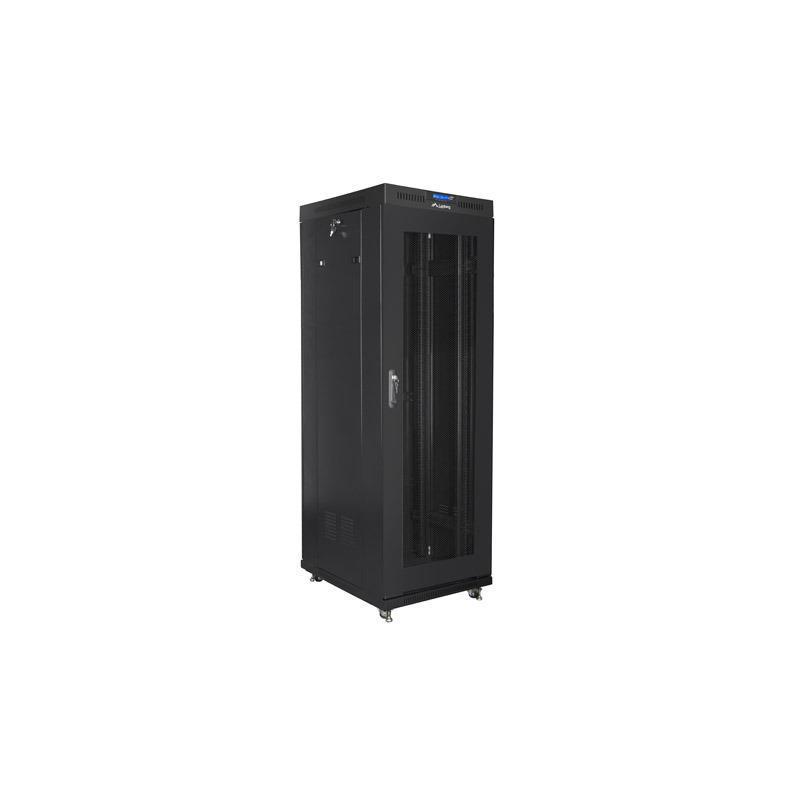 Szafa instalacyjna Rack stojąca 19" 37U 600x800 czarna drzwi perforowane LCD Lanberg (flat pack)