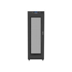 Szafa instalacyjna Rack stojąca 19" 37U 600x800 czarna drzwi perforowane LCD Lanberg (flat pack)