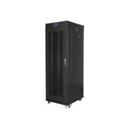 Szafa instalacyjna Rack stojąca 19" 37U 600x800 czarna drzwi perforowane LCD Lanberg (flat pack)