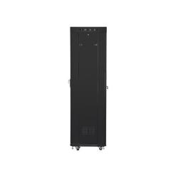 Szafa instalacyjna Rack stojąca 19" 42U 600x600 czarna drzwi szklane LCD Lanberg (flat pack)