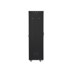 Szafa instalacyjna Rack stojąca 19" 42U 600x600 czarna drzwi szklane LCD Lanberg (flat pack)