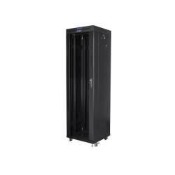 Szafa instalacyjna Rack stojąca 19" 42U 600x600 czarna drzwi szklane LCD Lanberg (flat pack)