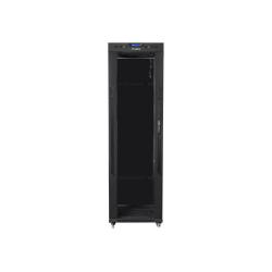 Szafa instalacyjna Rack stojąca 19" 42U 600x600 czarna drzwi szklane LCD Lanberg (flat pack)