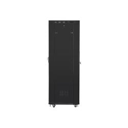 Szafa instalacyjna Rack stojąca 19" 42U 600x800 czarna drzwi perforowane LCD Lanberg (flat pack)