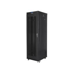 Szafa instalacyjna Rack stojąca 19" 42U 600x800 czarna drzwi perforowane LCD Lanberg (flat pack)