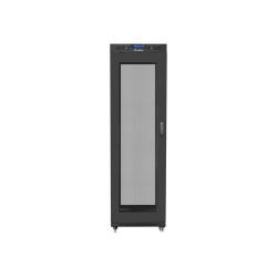 Szafa instalacyjna Rack stojąca 19" 42U 600x800 czarna drzwi perforowane LCD Lanberg (flat pack)