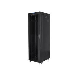 Szafa instalacyjna Rack stojąca 19" 42U 600x1000 czarna drzwi szklane LCD Lanberg (flat pack)