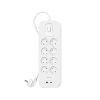 BELKIN LISTWA ZASILAJĄCA 8-PORTS + 1XUSB-A/1XUSB-C, 900J