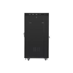 Szafa instalacyjna Rack stojąca 19" 27U 600x800 czarna drzwi szklane LCD Lanberg (flat pack)