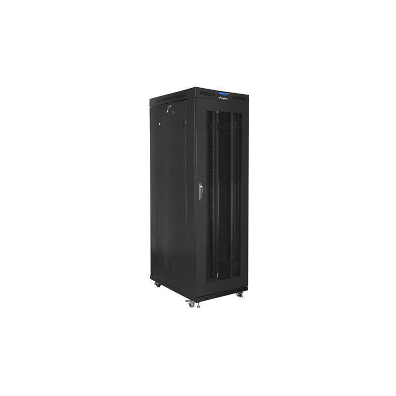 Szafa instalacyjna Rack stojąca 19" 42U 800x1000 czarna drzwi perforowane LCD Lanberg (flat pack)