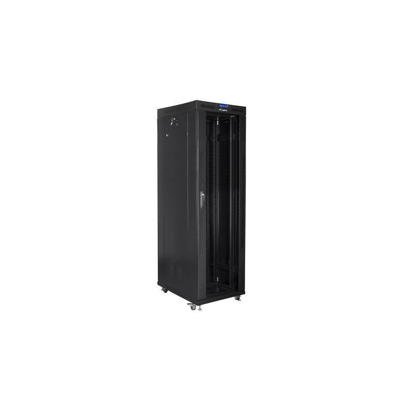 Szafa instalacyjna Rack stojąca 19" 42U 800x800 czarna drzwi szklane LCD Lanberg (flat pack)