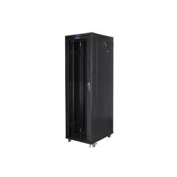 Szafa instalacyjna Rack stojąca 19" 42U 800x800 czarna drzwi szklane LCD Lanberg (flat pack)