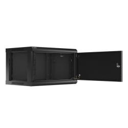 Szafa instalacyjna Rack wisząca 19" 6U 600x450 czarna drzwi metalowe Lanberg (flat pack)