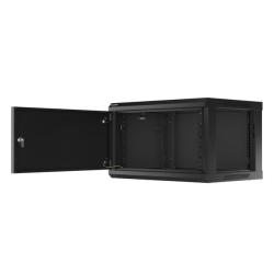 Szafa instalacyjna Rack wisząca 19" 6U 600x450 czarna drzwi metalowe Lanberg (flat pack)