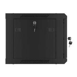 Szafa instalacyjna Rack wisząca 19" 6U 600x450 czarna drzwi metalowe Lanberg (flat pack)