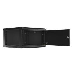 Szafa instalacyjna Rack wisząca 19" 6U 600x600 czarna drzwi metalowe Lanberg (flat pack)