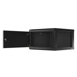 Szafa instalacyjna Rack wisząca 19" 6U 600x600 czarna drzwi metalowe Lanberg (flat pack)