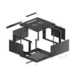 Szafa instalacyjna Rack wisząca 19" 6U 600x600 czarna drzwi metalowe Lanberg (flat pack)