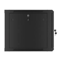 Szafa instalacyjna Rack wisząca 19" 9U 600x600 czarna drzwi metalowe Lanberg (flat pack)