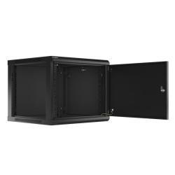 Szafa instalacyjna Rack wisząca 19" 9U 600x600 czarna drzwi metalowe Lanberg (flat pack)