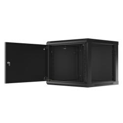 Szafa instalacyjna Rack wisząca 19" 9U 600x600 czarna drzwi metalowe Lanberg (flat pack)