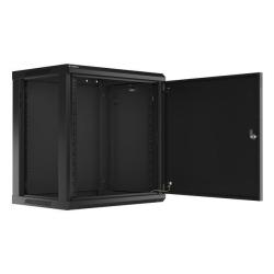 Szafa instalacyjna Rack wisząca 19" 12U 600x450 czarna drzwi metalowe Lanberg (flat pack)