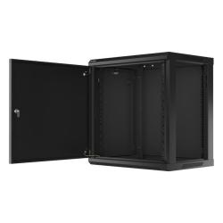 Szafa instalacyjna Rack wisząca 19" 12U 600x450 czarna drzwi metalowe Lanberg (flat pack)